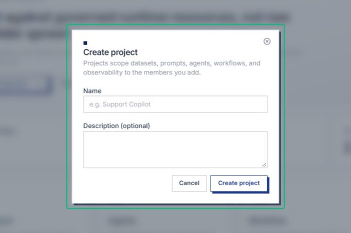 Review the Create project dialog
