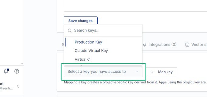 Expand the Select a key you have access to menu