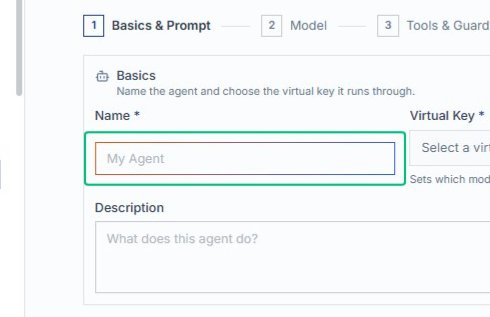 Enter agent name in the Name field