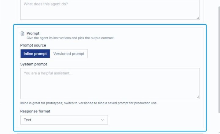 Click the Prompt configuration section