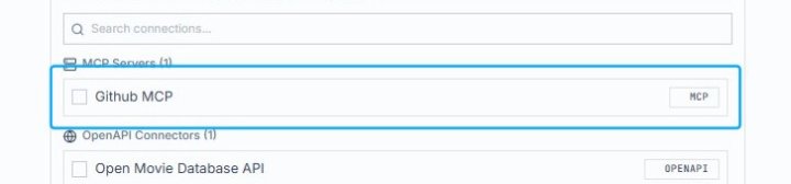 Select Github MCP from the MCP Servers list