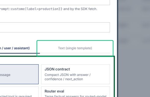 Select Text (single template) as the prompt type