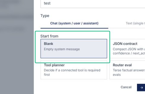 Select Blank from the Start from options