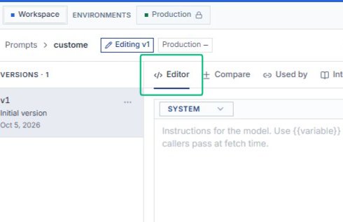 Click Editor tab in the prompt editing interface