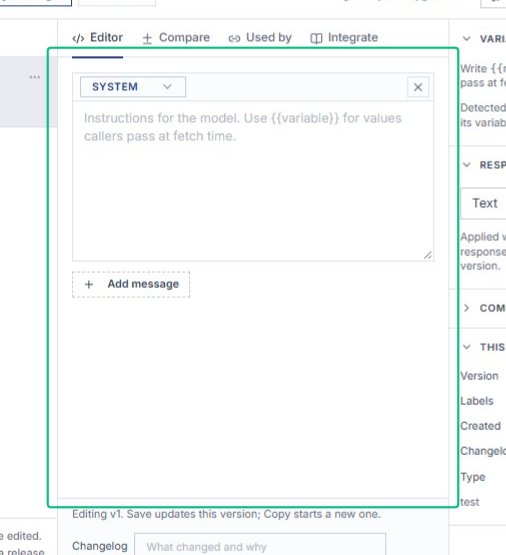 Click Add message to create a new prompt message