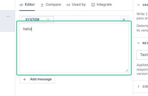 Type hello in the SYSTEM message field