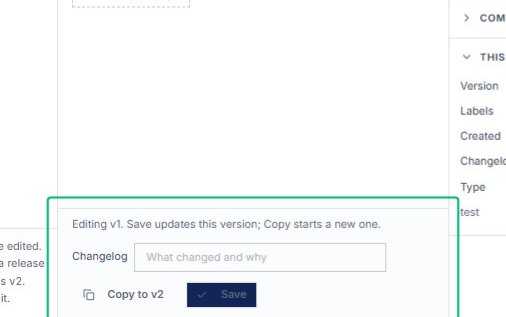 Click Save to update version v1