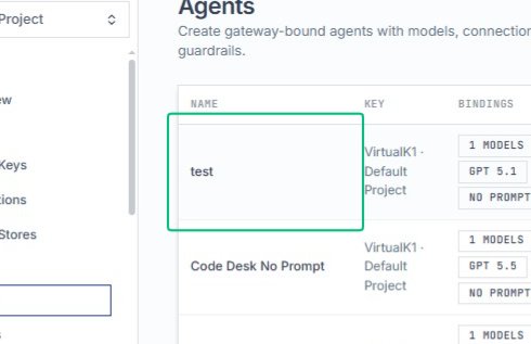 Select the test agent row