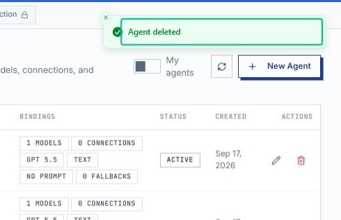 Dismiss the Agent deleted notification
