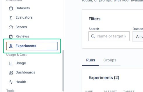 Navigate to Experiments