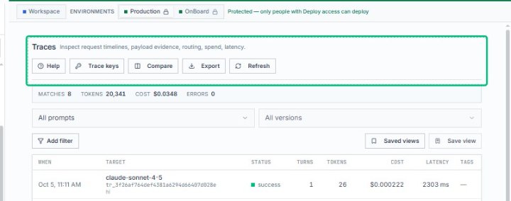 Review the Traces header section