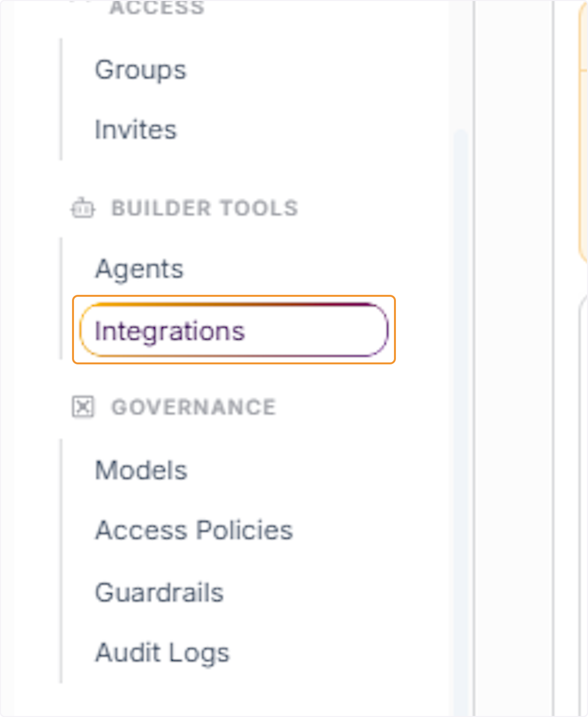 Navigate to the Integrations Section