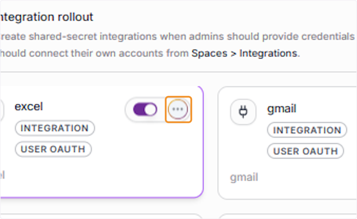 Open the Integration Options Menu