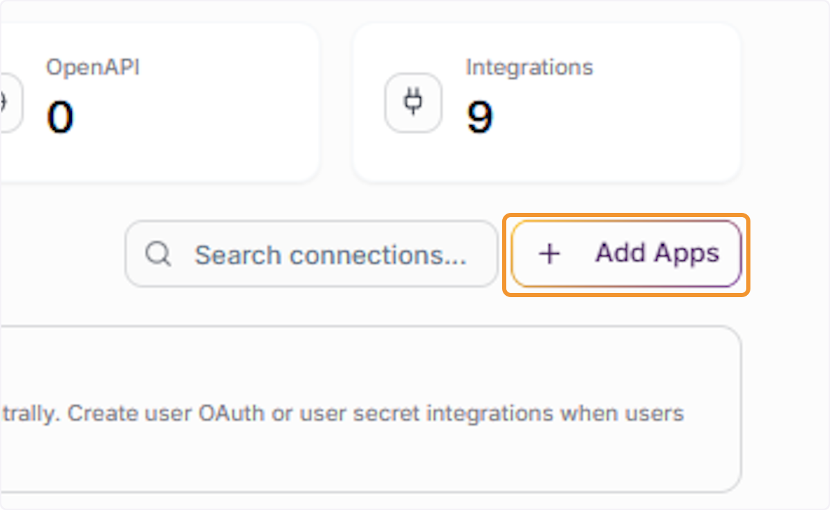 Click Add Apps to Create a New Integration