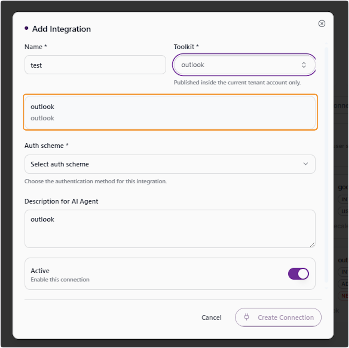 Select the Outlook Toolkit