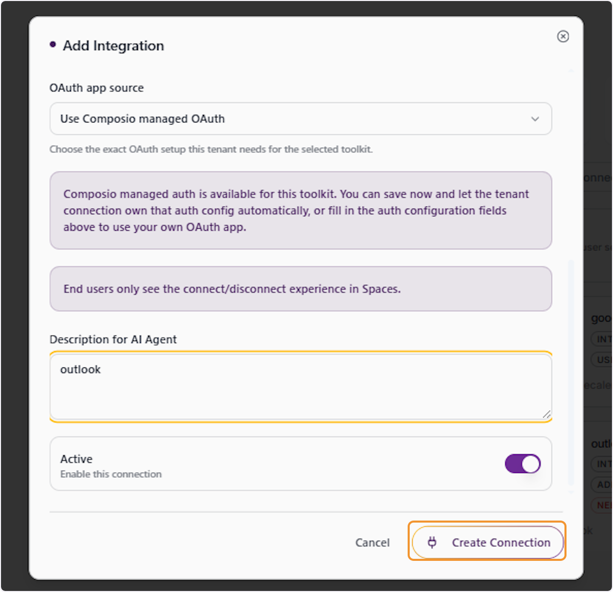 Click Create Connection to Save