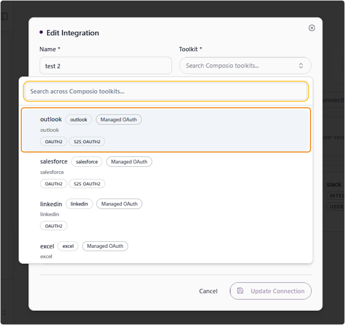 Search for and Select the Outlook Toolkit