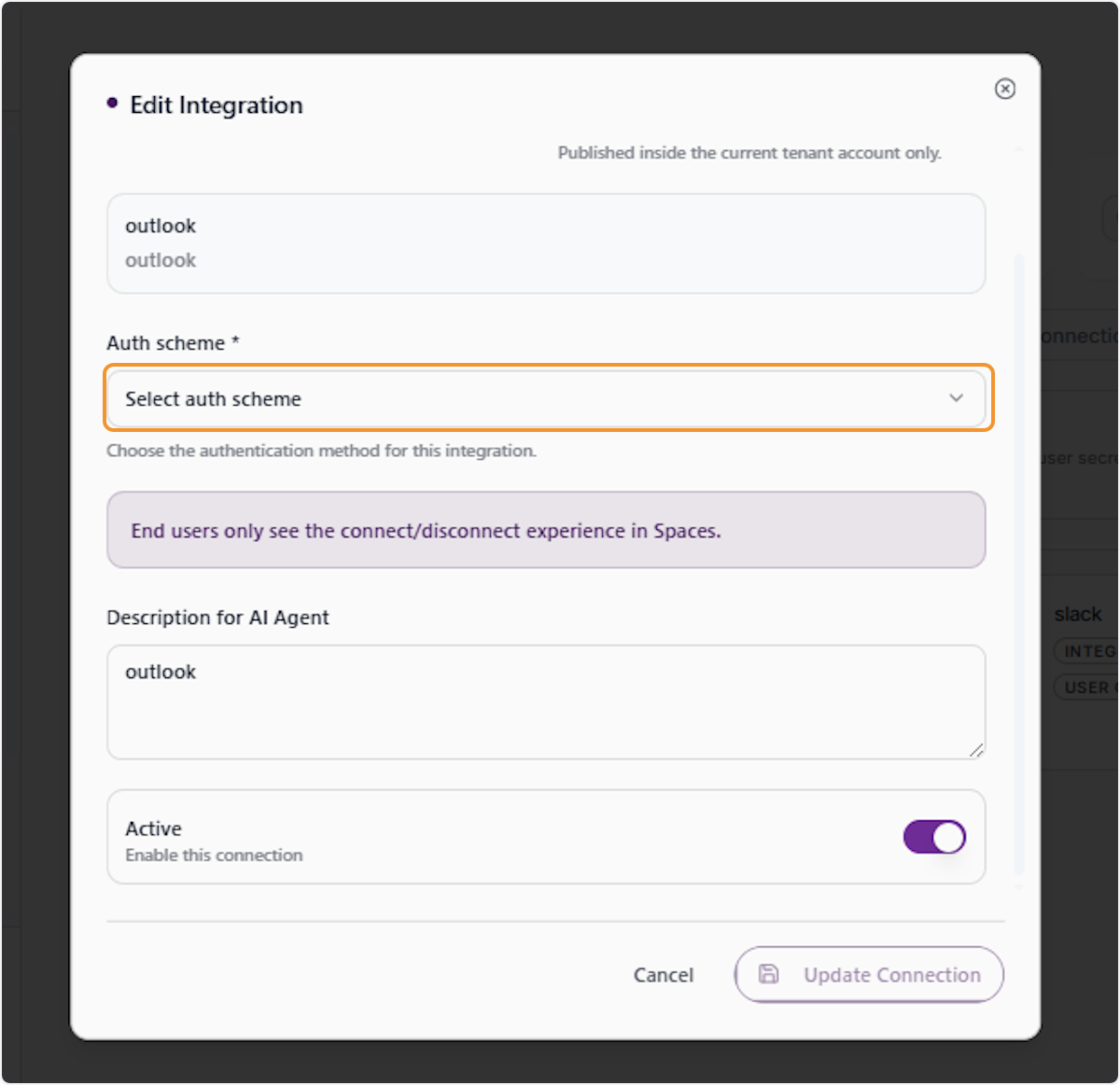 Click on the Auth Scheme Field
