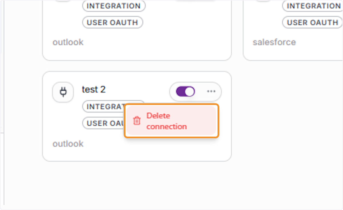 Select Delete Connection from the Menu