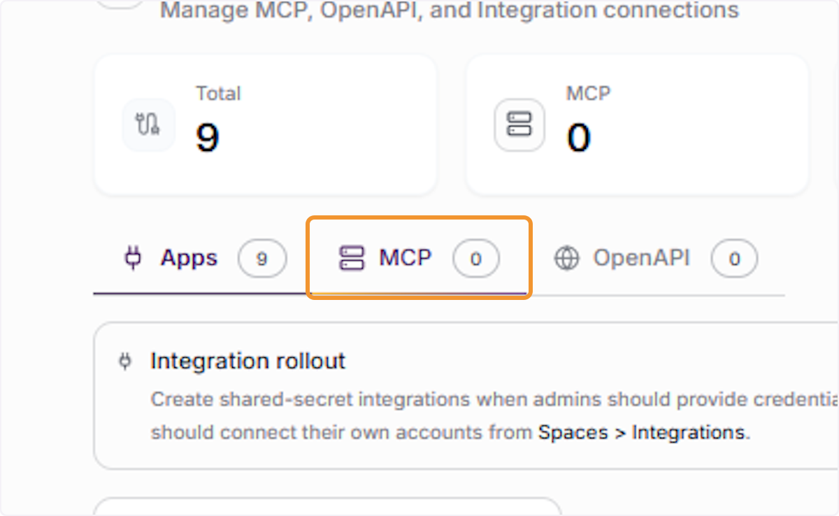 Switch to the MCP Tab