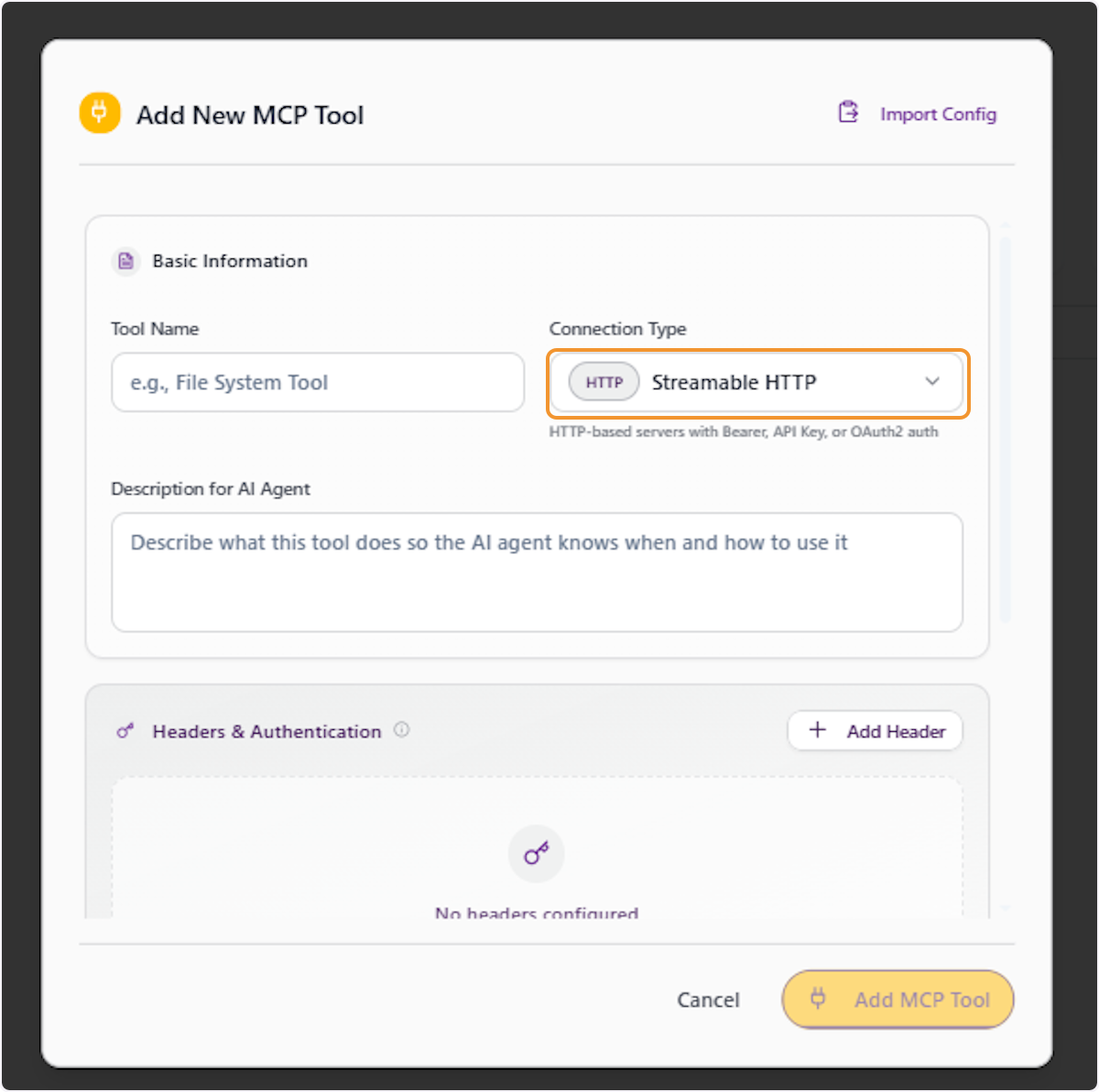 Review the Connection Type Field