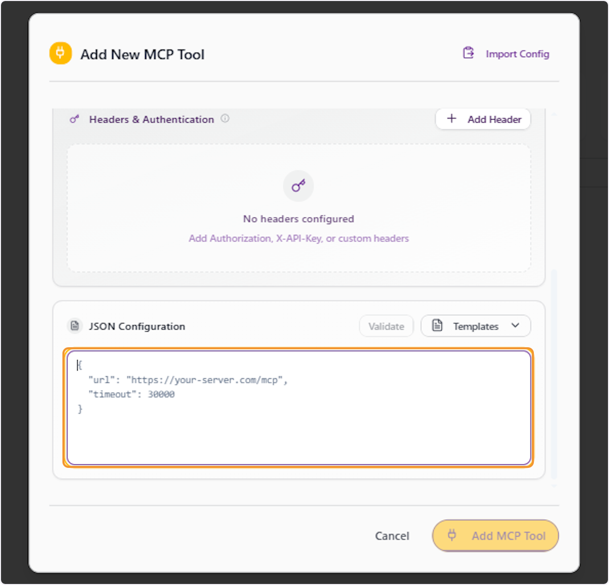 Enter the JSON Configuration for the MCP Server