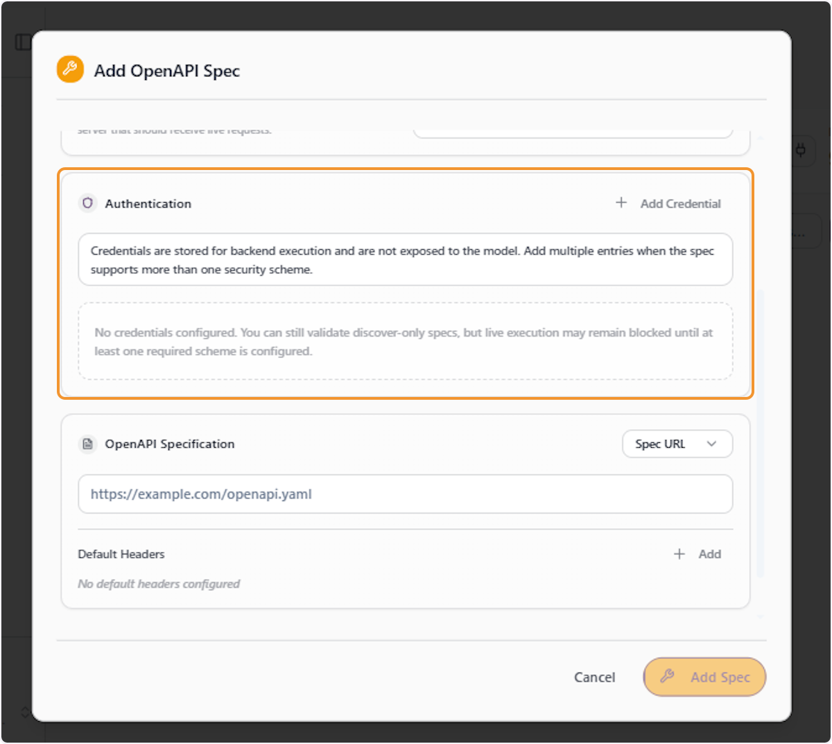 Review the Authentication Section