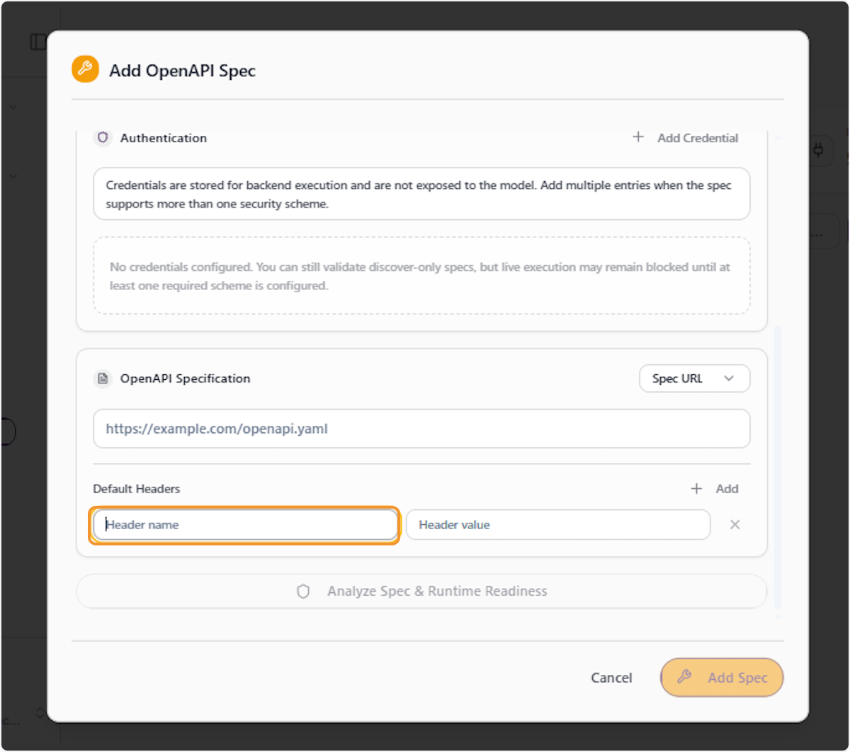 Enter the Header Name and Value