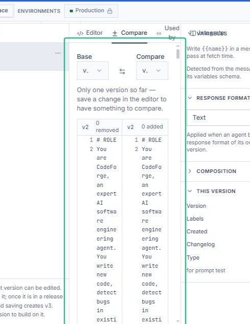 Review the version comparison panel