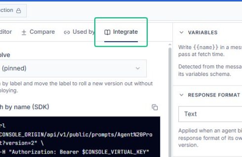 Switch to the Integrate tab