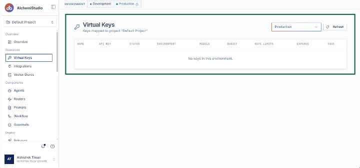 Navigate to Virtual Keys
