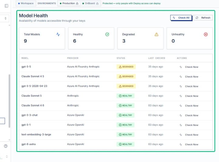 Review the Model Health dashboard