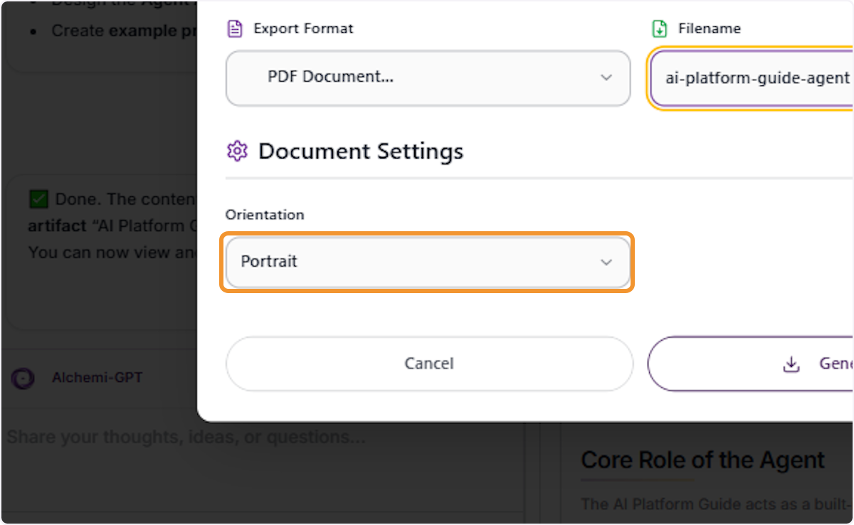 Open the Orientation Selector