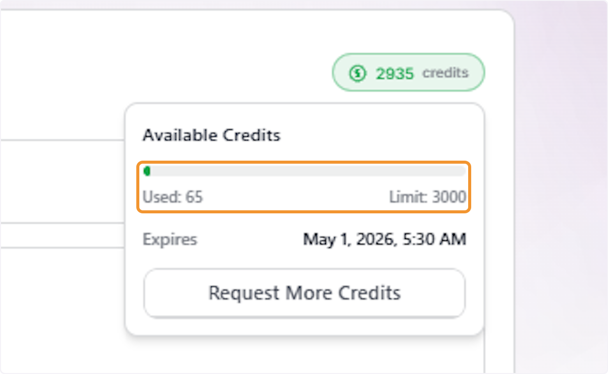 Review Credit Usage Progress