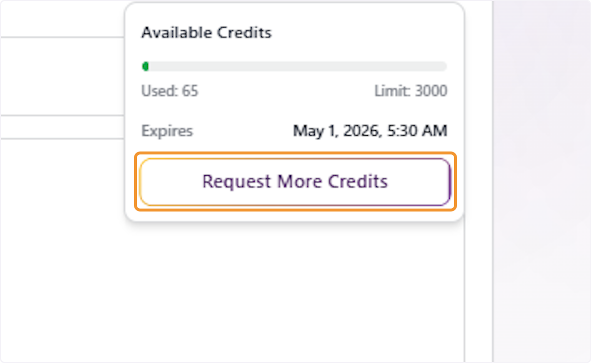 Click Request More Credits