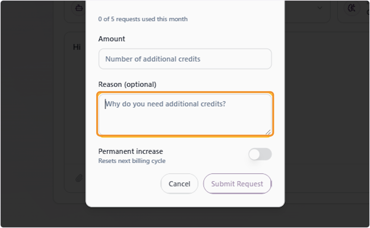 Enter a Reason (Optional)