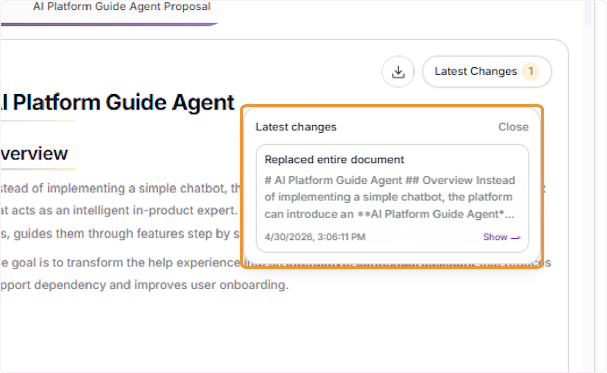 Review the Latest Changes Panel
