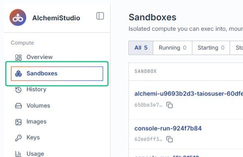 Navigate to Sandboxes