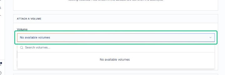 Expand the No available volumes menu