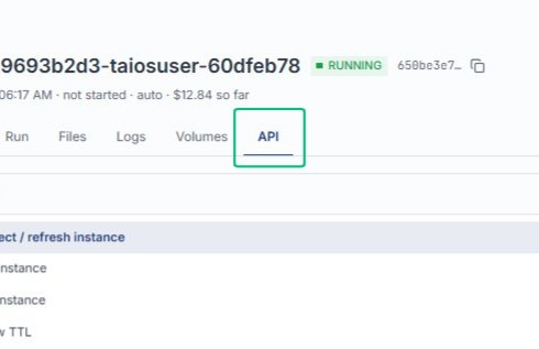 Switch to the API tab