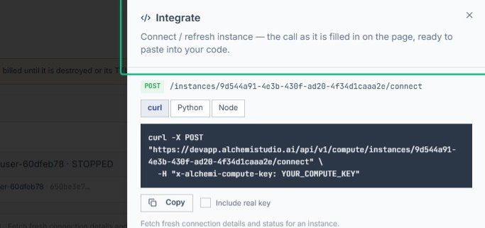 Review the Integrate Connect / refresh instance header