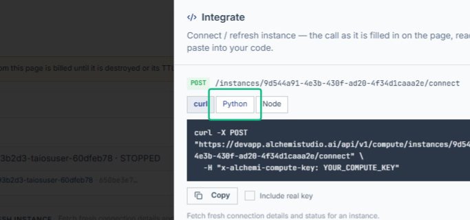 Switch to the Python tab