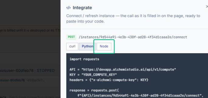 Switch to the Node tab