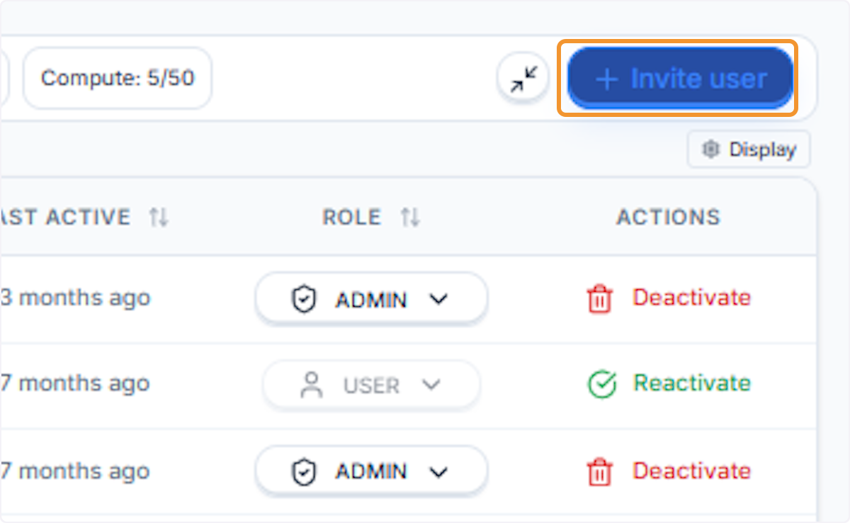 Click Invite user button
