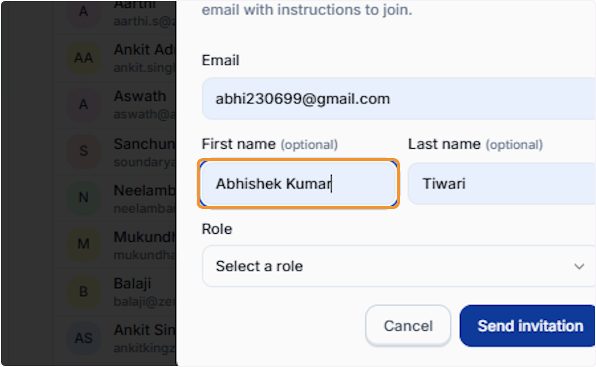 First name field