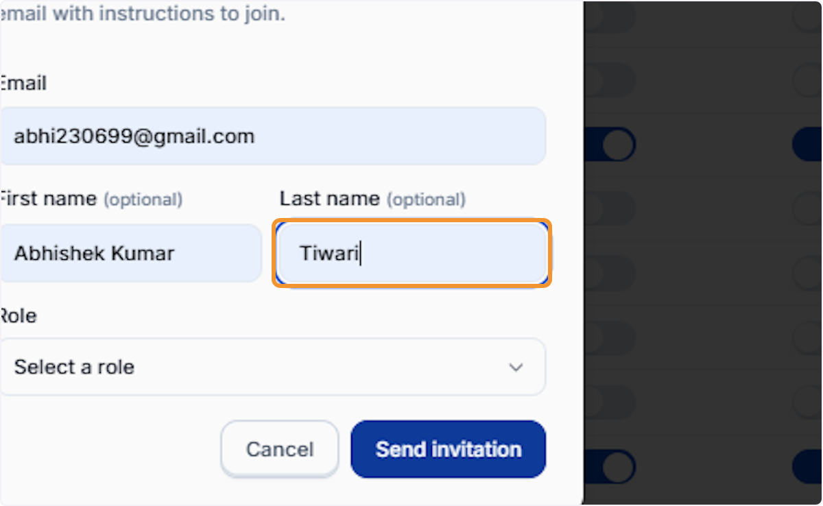 Last name field