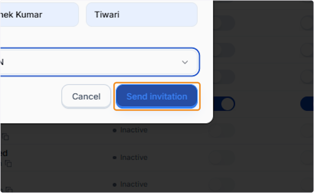 Send invitation