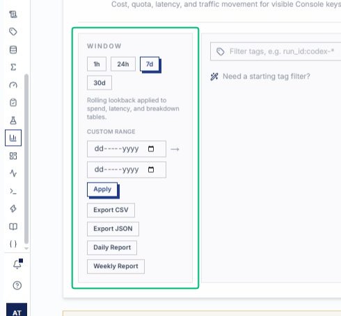 Locate the Window time range controls