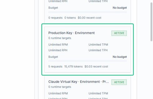 Review the Production Key Environment card